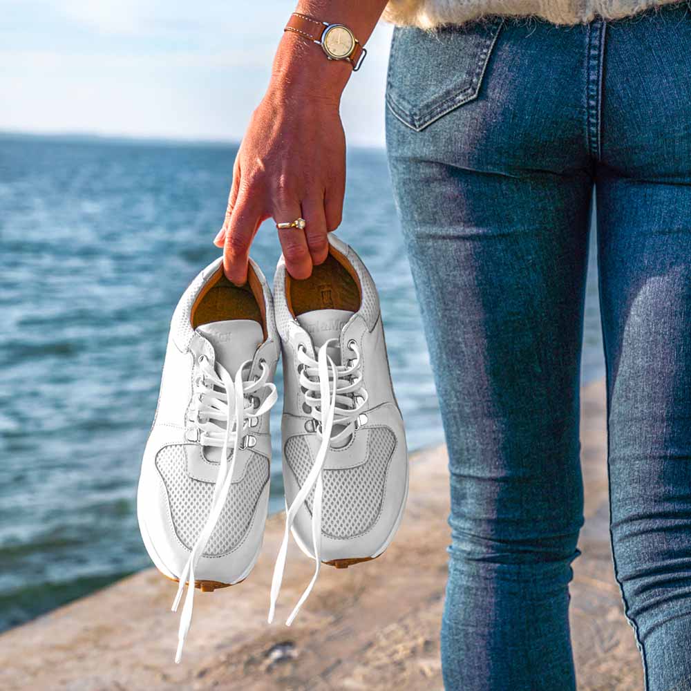 Sneakers trekha blanc confortable semelle orthopédique