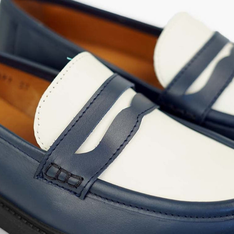 Mocassins confort Olivia ● Bleu et Crème