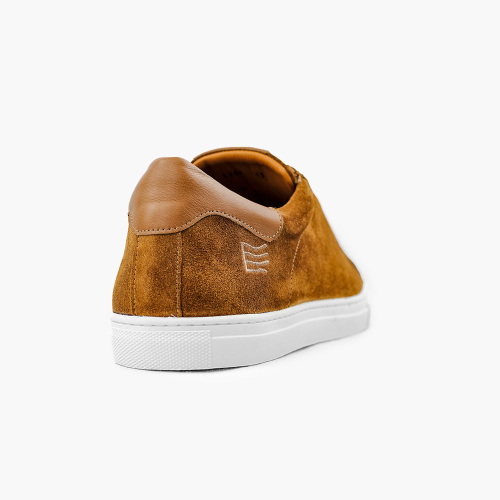 Sneaker nubuck cognac homme confort semelles amovibles