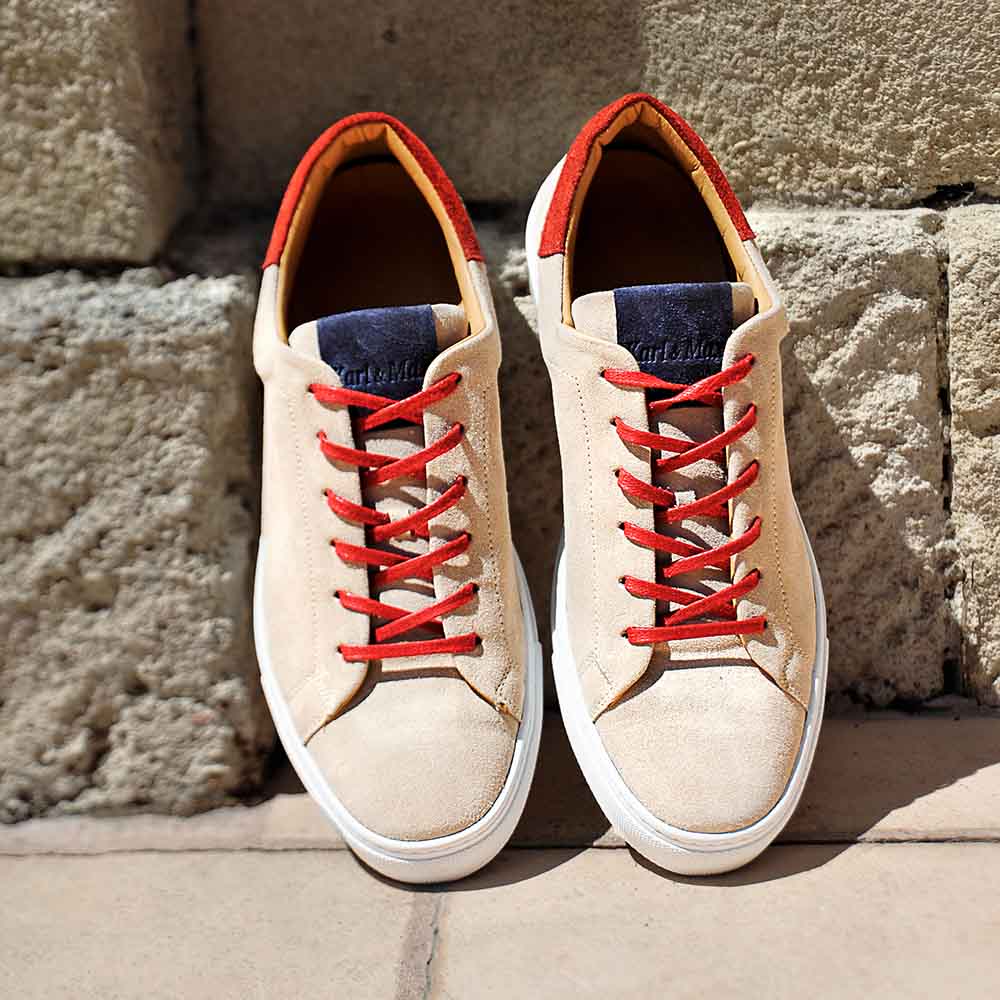 Sneakers daim marine confort homme pieds plats