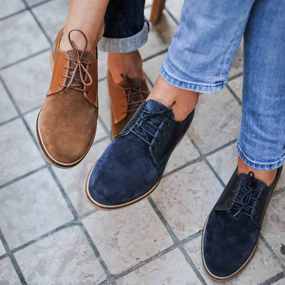 Derbies cognac marine femme confortable pieds sensibles