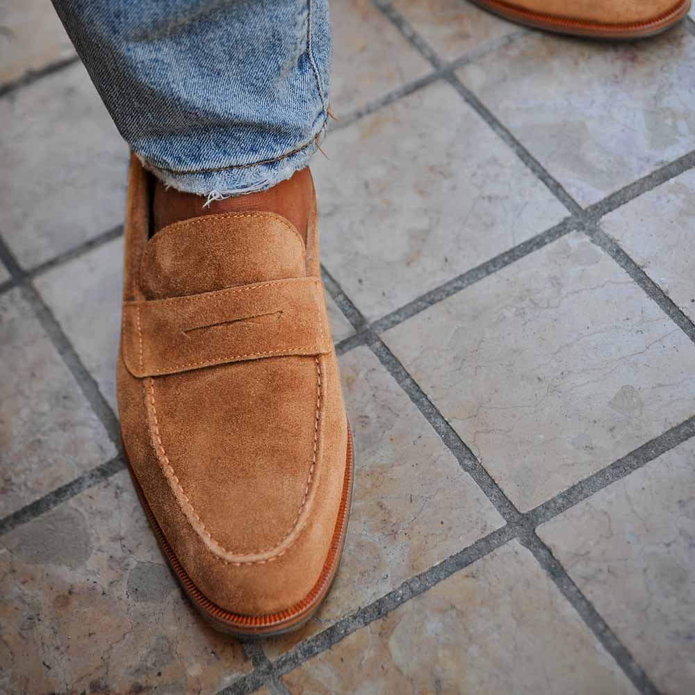 mocassins beige confortable pour homme pieds sensibles