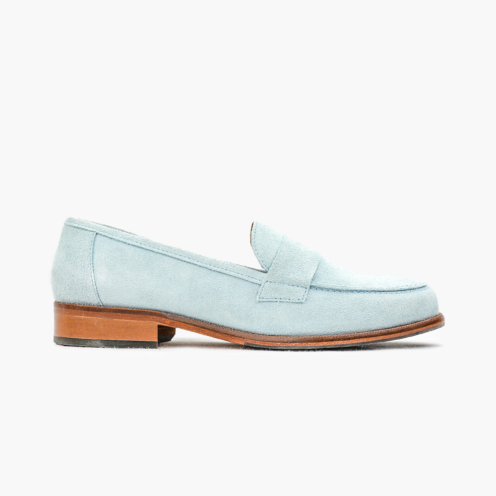 Mocassin femme bleu ciel confort hallux valgus