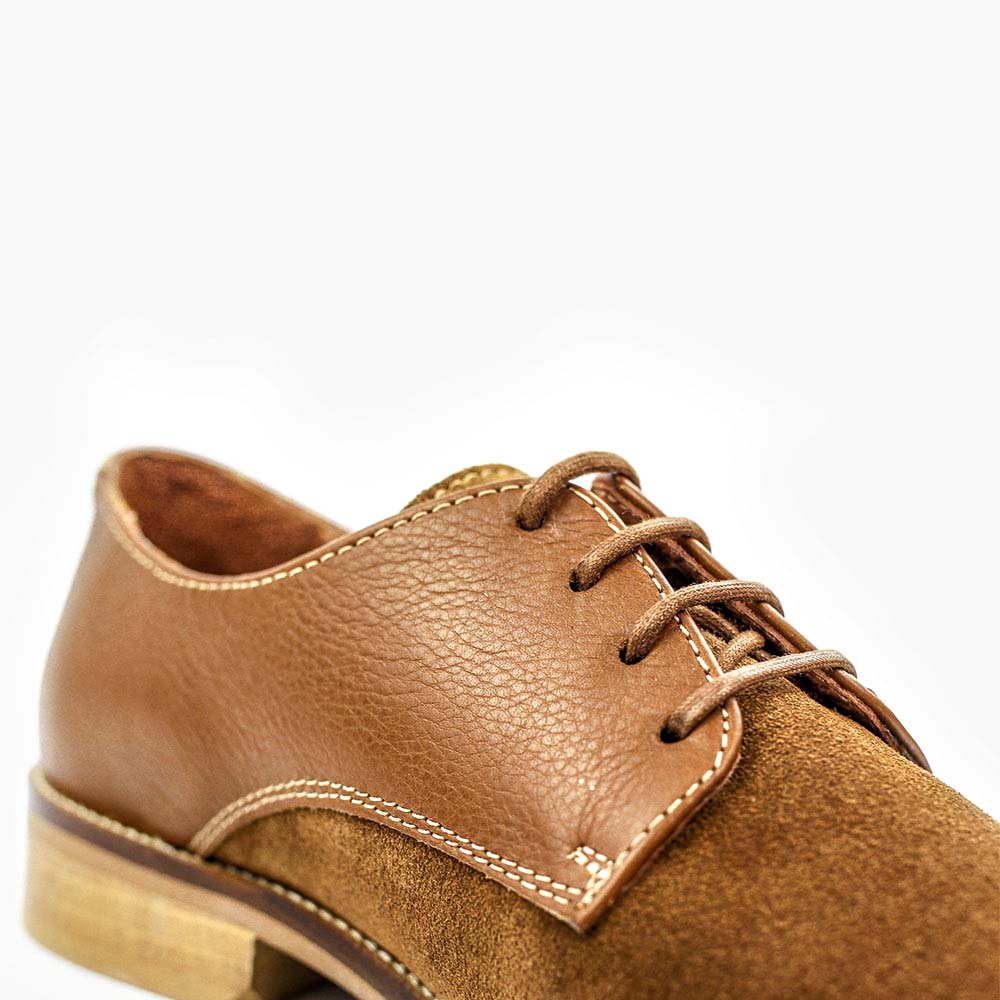 Derbies en cuir cognac femme semelles orthopédiques