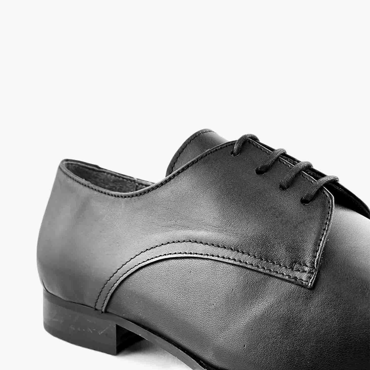 Derby en cuir de veau noir confort