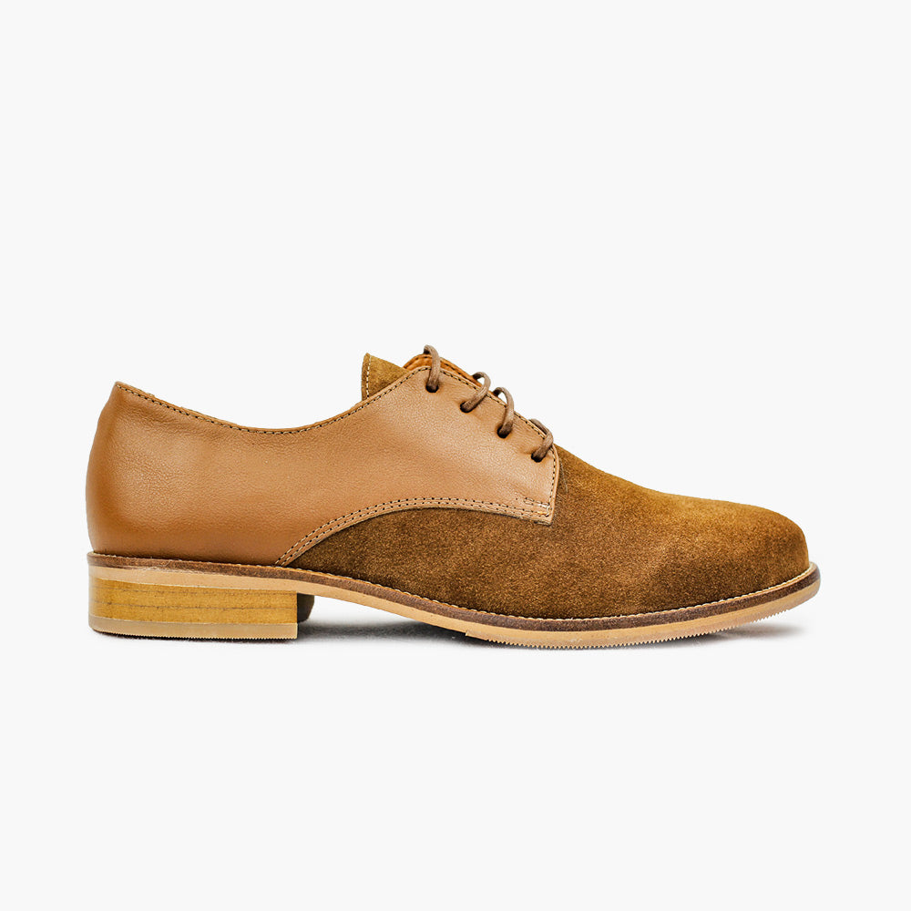 Derby cuir cognac femme confort hallux valgus