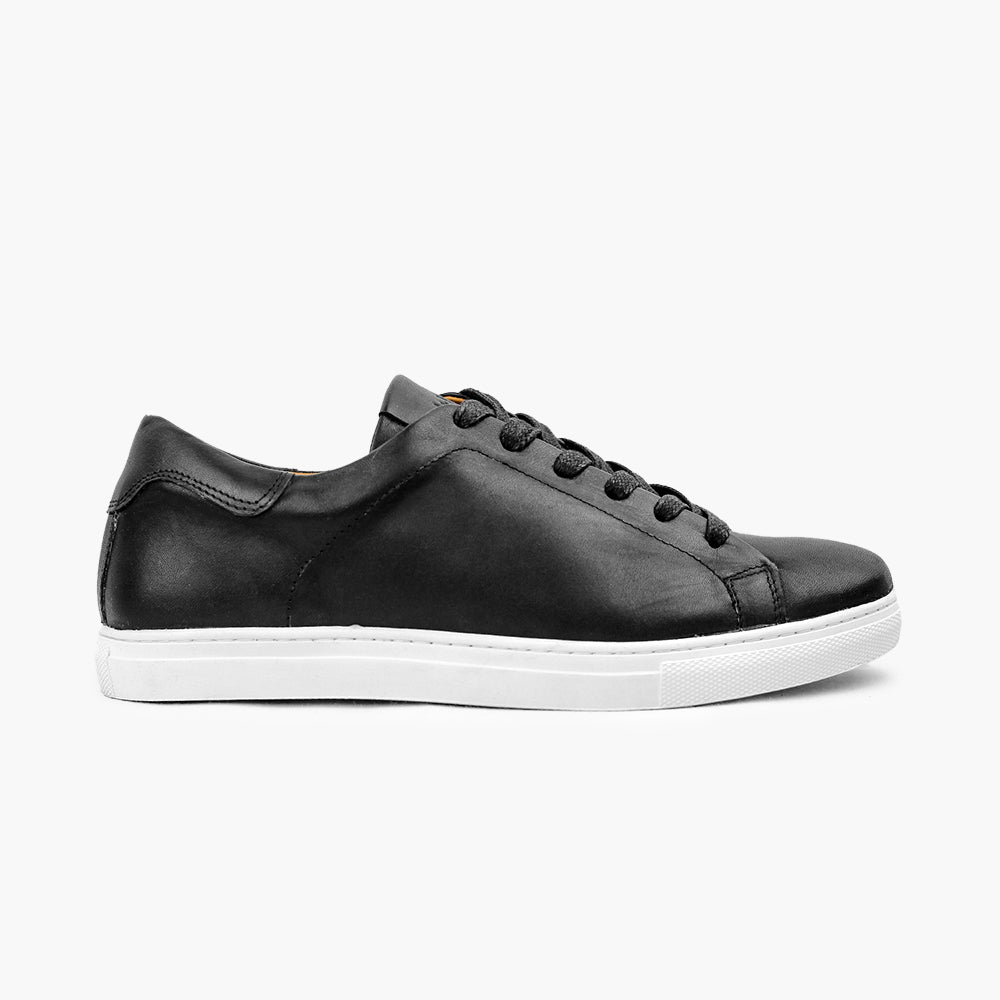 Tennis homme cuir noir confort haut-de-gamme