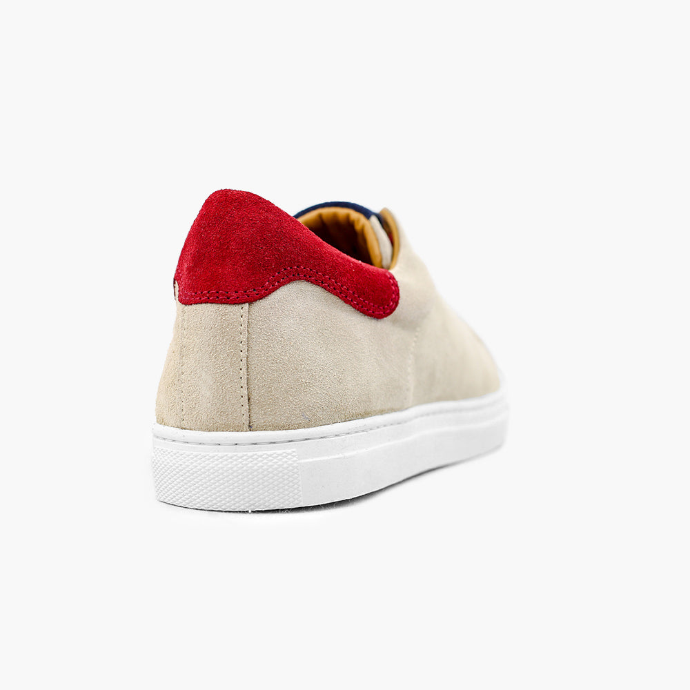 Sneakers rouge beige marine cuir de veau confort