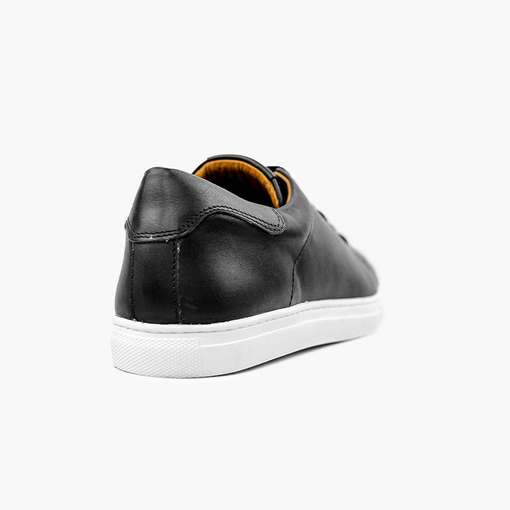 Tennis homme cuir noir confort semelles orthopédiques