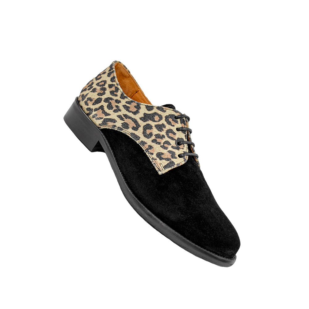 Derby femme panthère confort