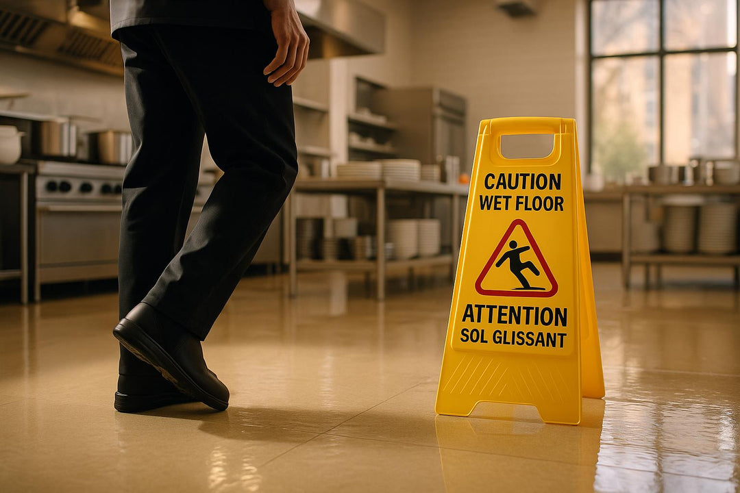 Responsable restauration collective : les glissades coûtent 15 % des arrêts de travail  -  calculez votre ROI chaussure en moins de 5 minutes