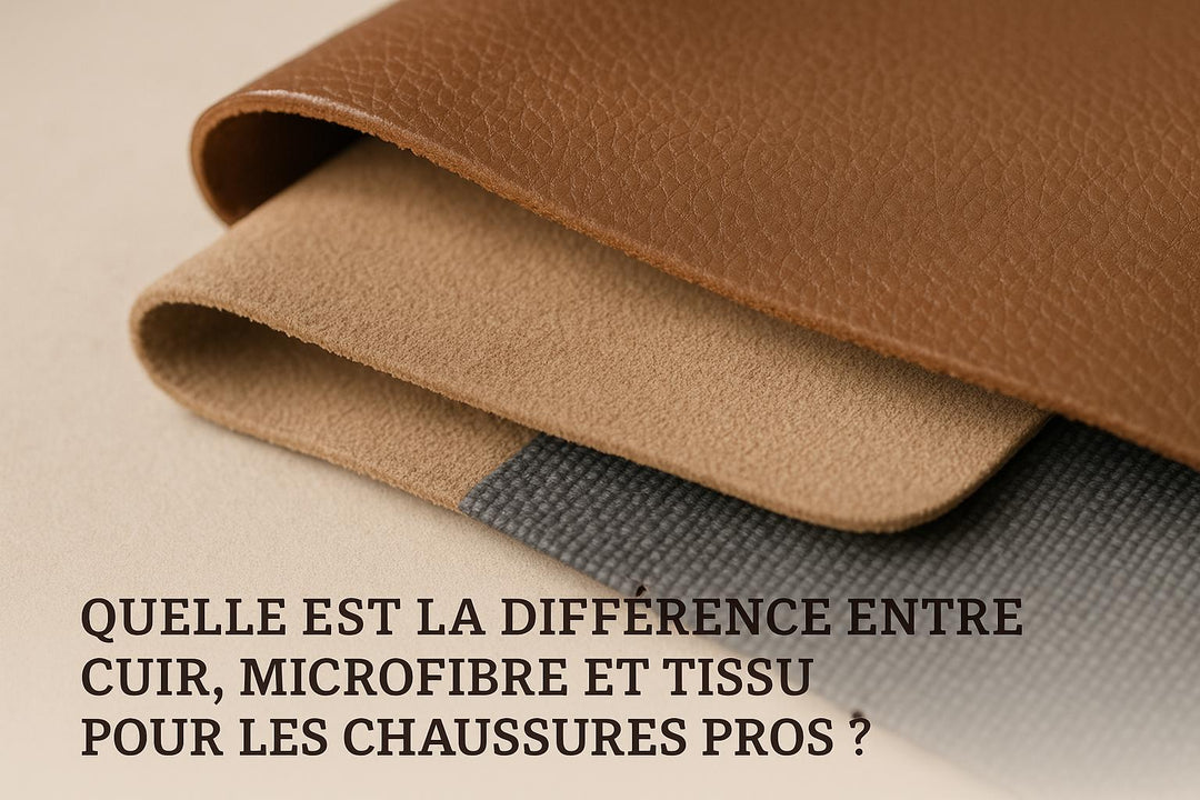 Quelle est la différence entre cuir, microfibre et tissu pour les chaussures pros ?