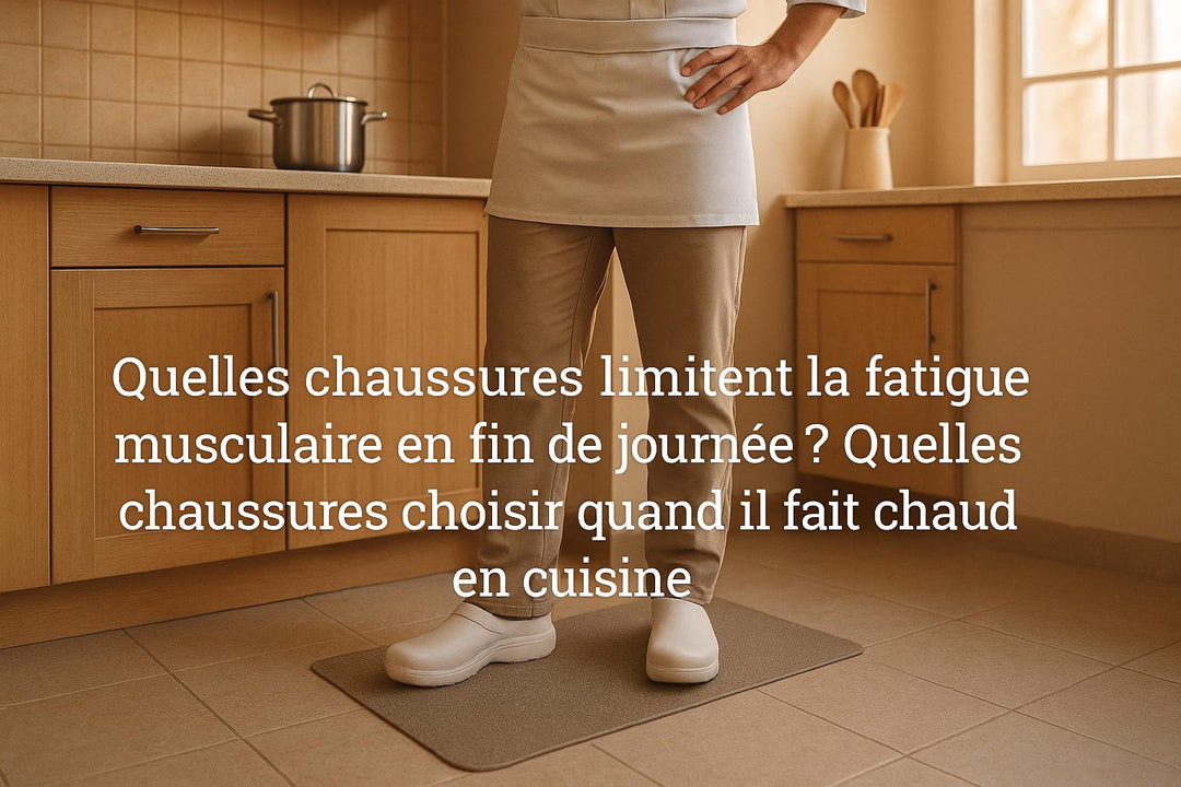 Quelles chaussures limitent la fatigue musculaire en fin de journée ?Quelles chaussures choisir quand il fait chaud en cuisine ?