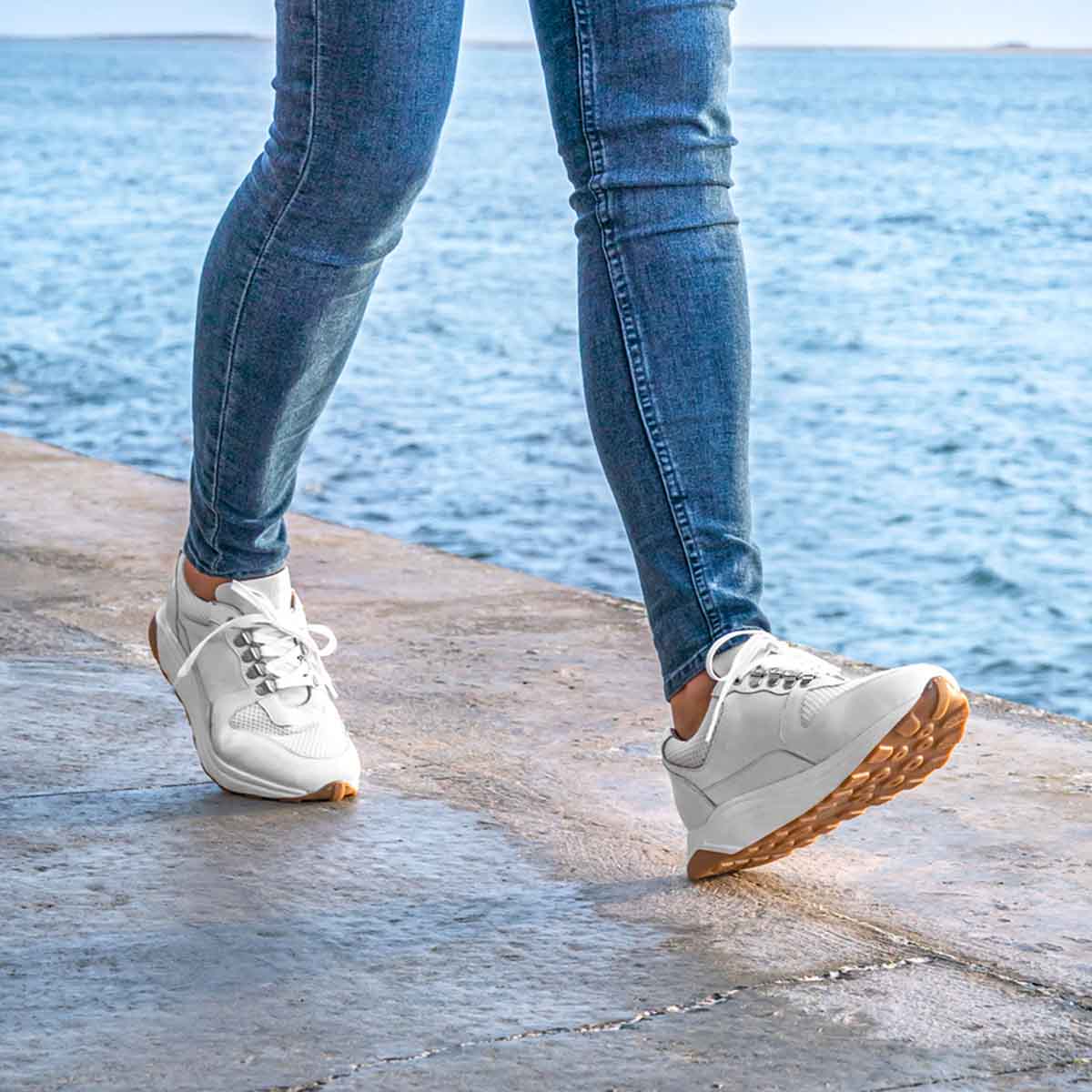 Sneakers blanc confort running semelles orthopédiques