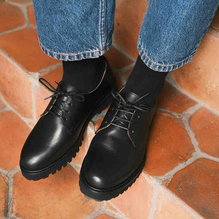 Derbies cuir lisse femme confortable semelle orthopédique