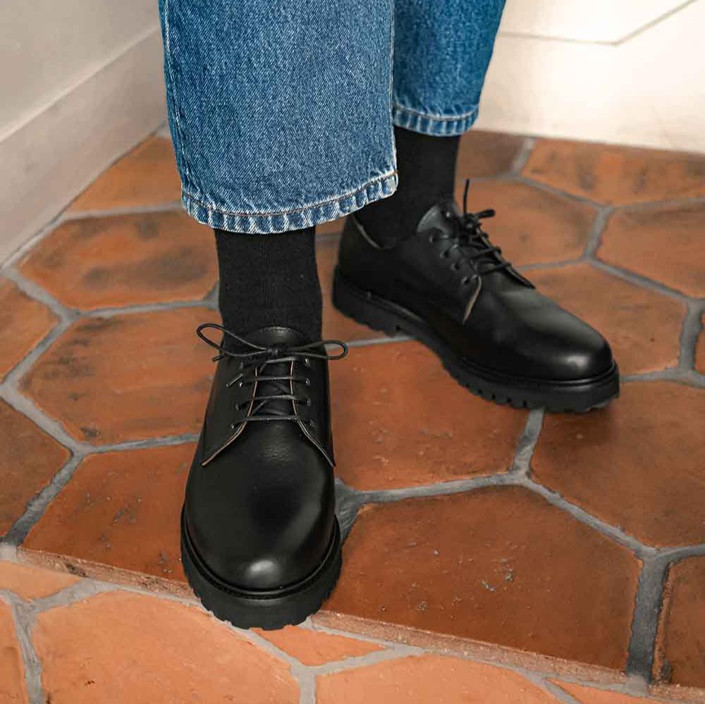 Derbies cuir lisse semelle légère confortable hallux valgus