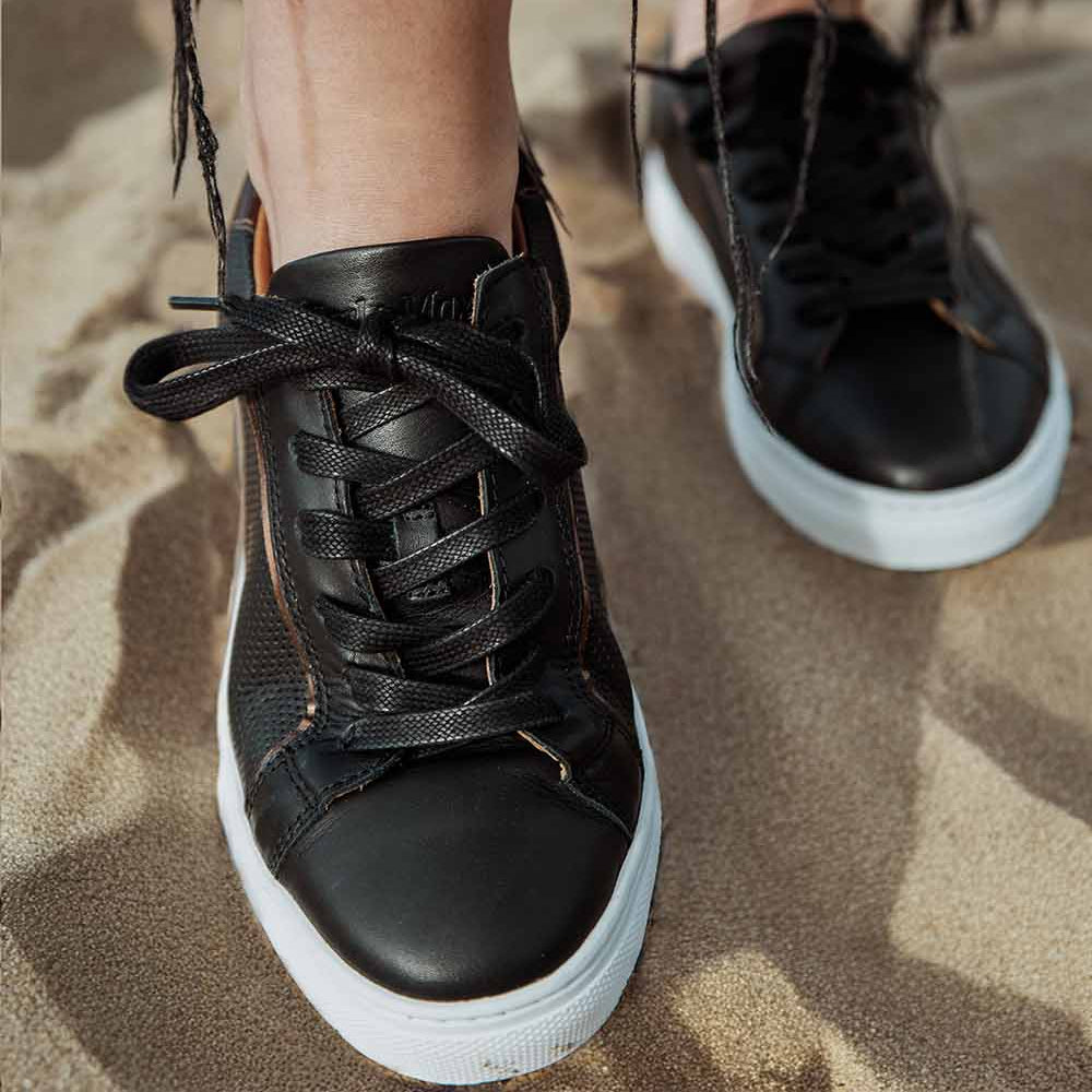 Sneakers femme cuir noir bronze confortable hallux valgus