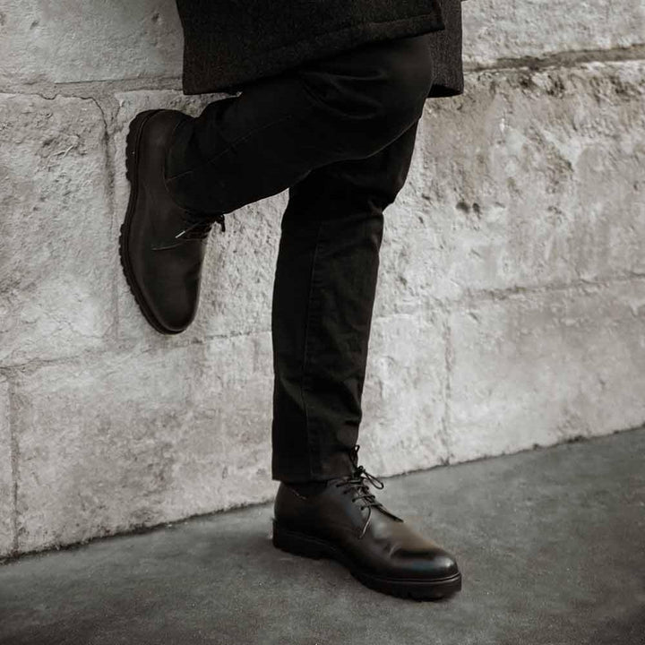 Derby noir homme haut-de-gamme confortable pieds sensibles