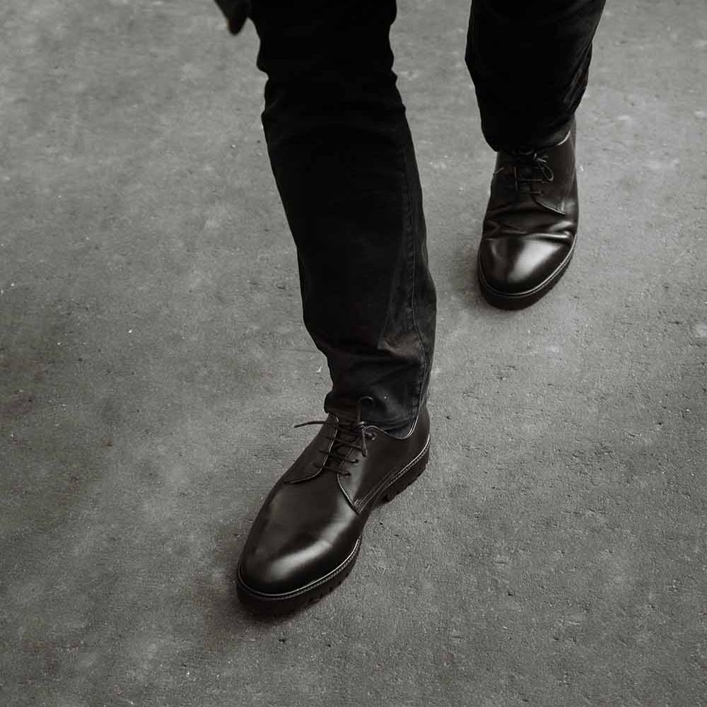 Derby noir homme haut-de-gamme confortable