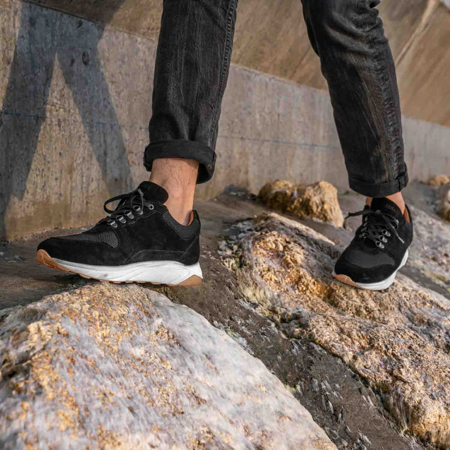Sneakers noir running confortable pieds sensibles