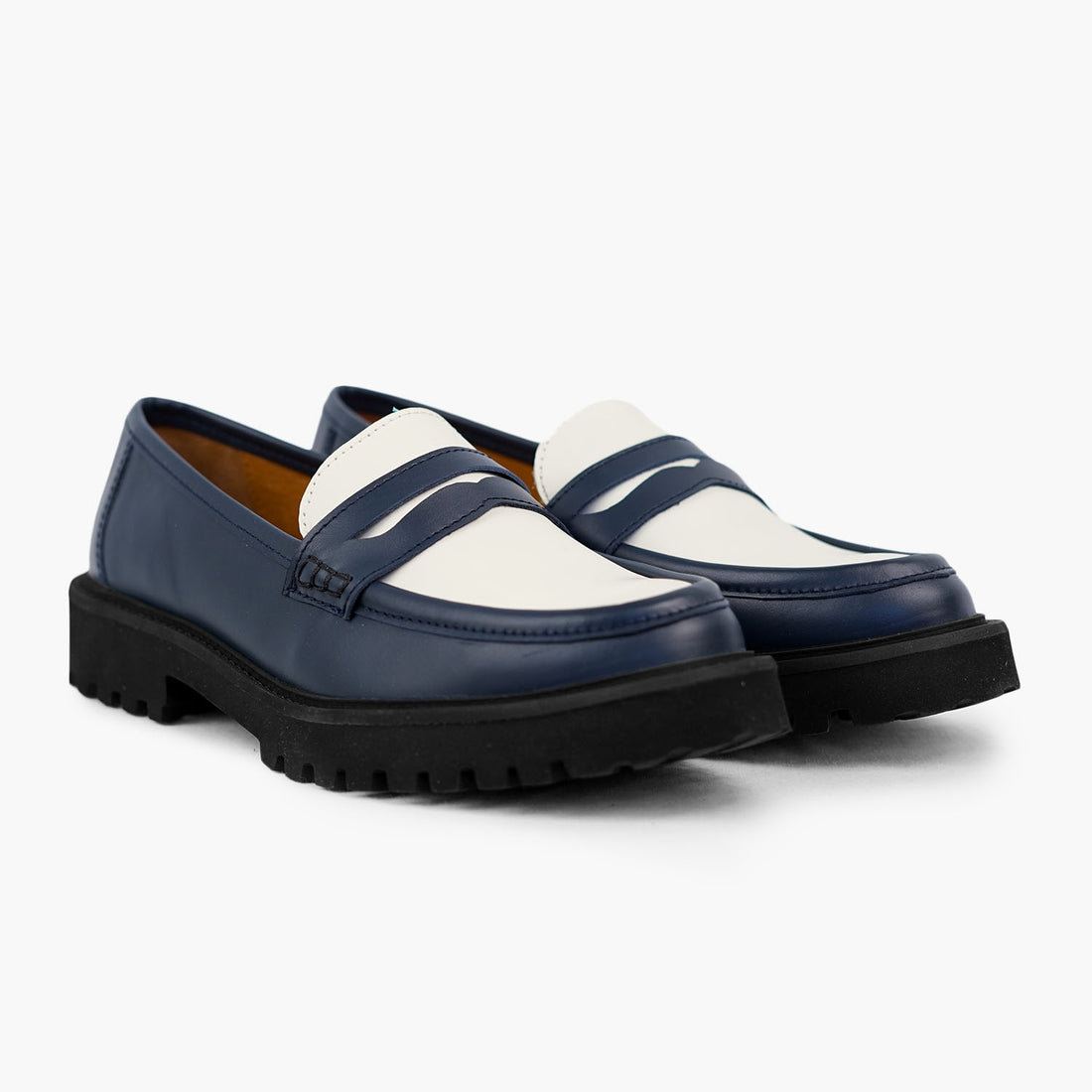 Mocassins confort Olivia ● Bleu et Crème