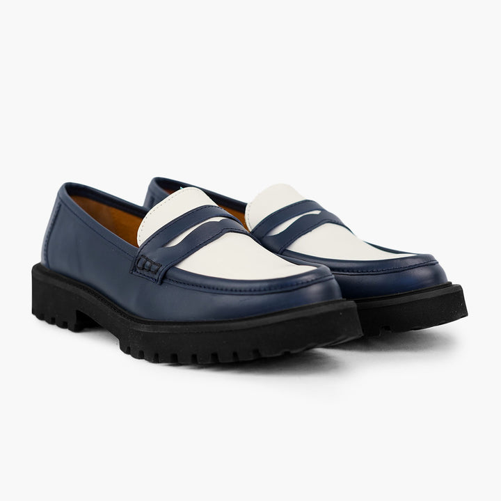 Mocassins confort Olivia ● Bleu et Crème
