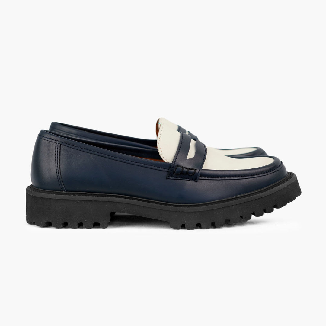 Mocassins confort Olivia ● Bleu et Crème