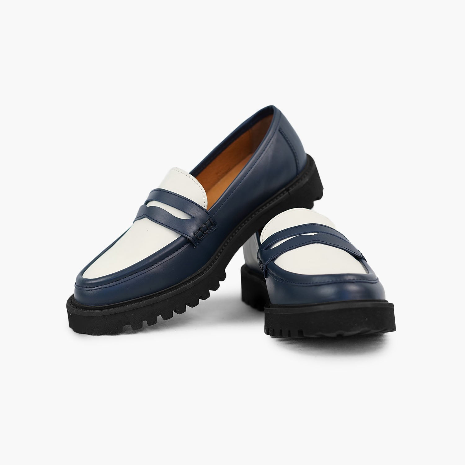 Mocassins confort Mina ● Bleu et Crème