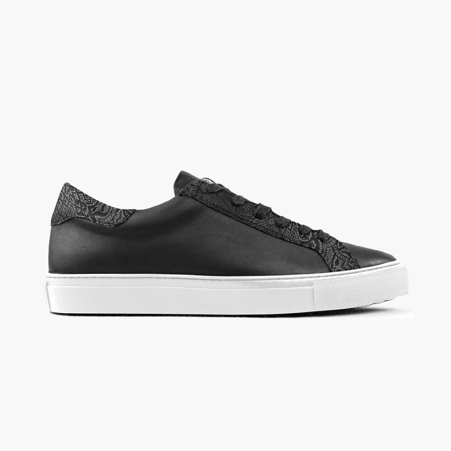 Sneakers confortables Skoffier ● cuir noir détail effet brillant