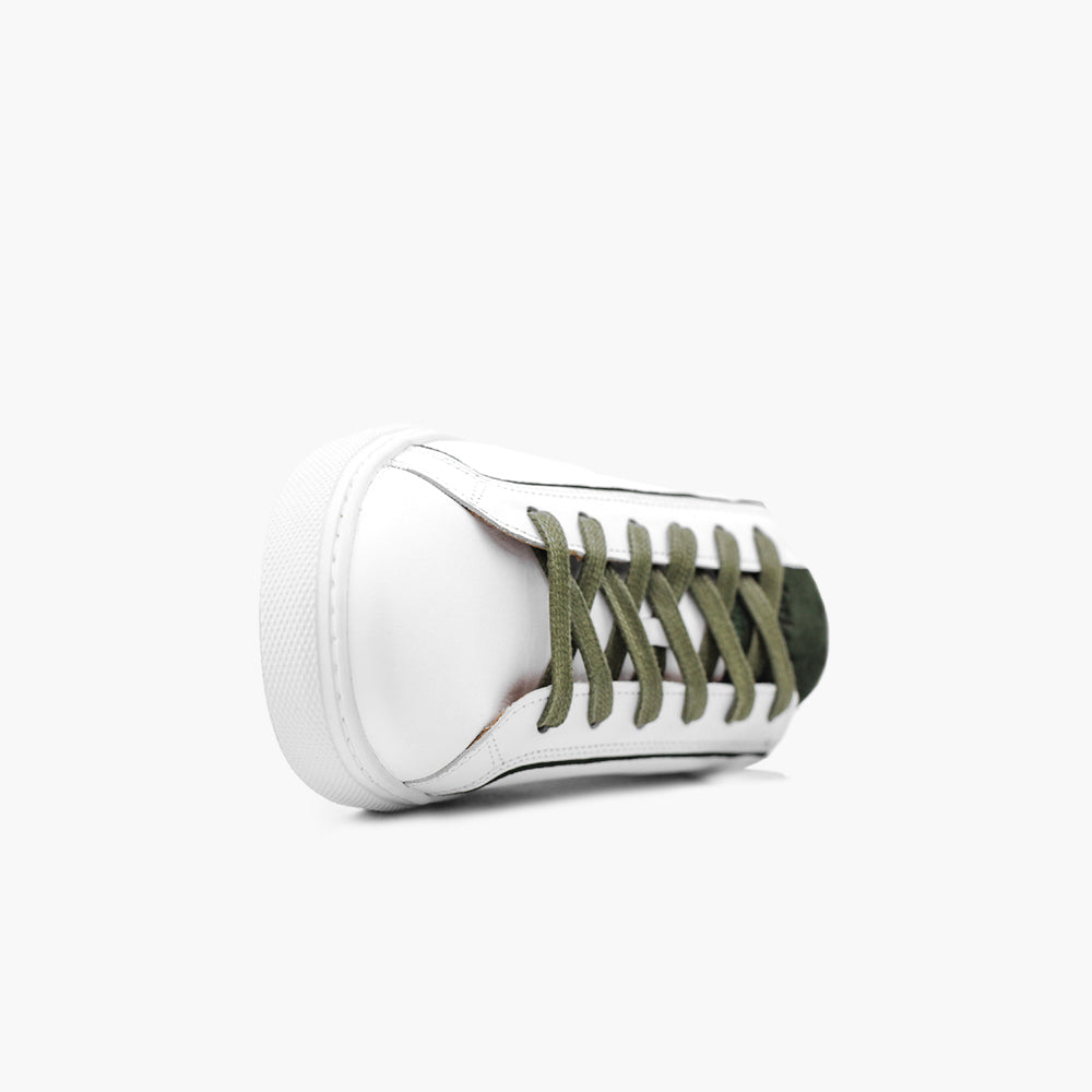 Sneaker homme cuir kakhi blanc confort
