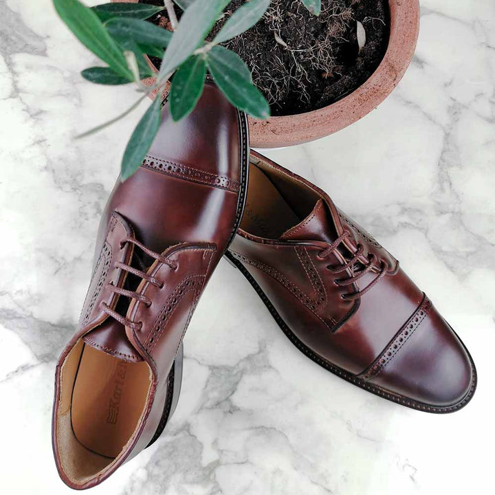 Chaussures en cuir cognac haut-de-gamme homme confort