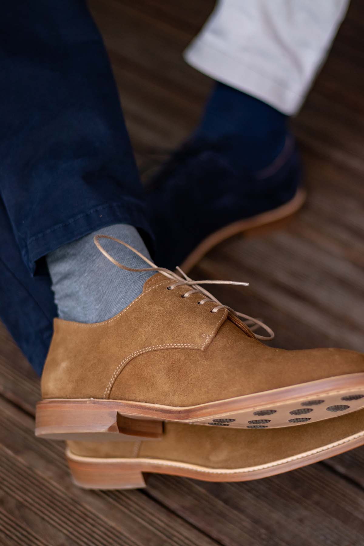 Derbies en cuir cognac homme semelles orthopédiques