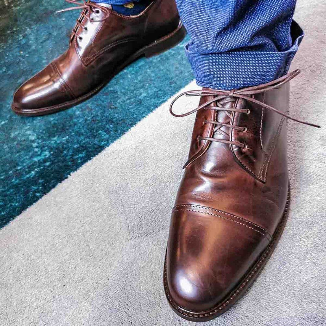 Derby homme cuir marron haut-de-gamme pieds plats