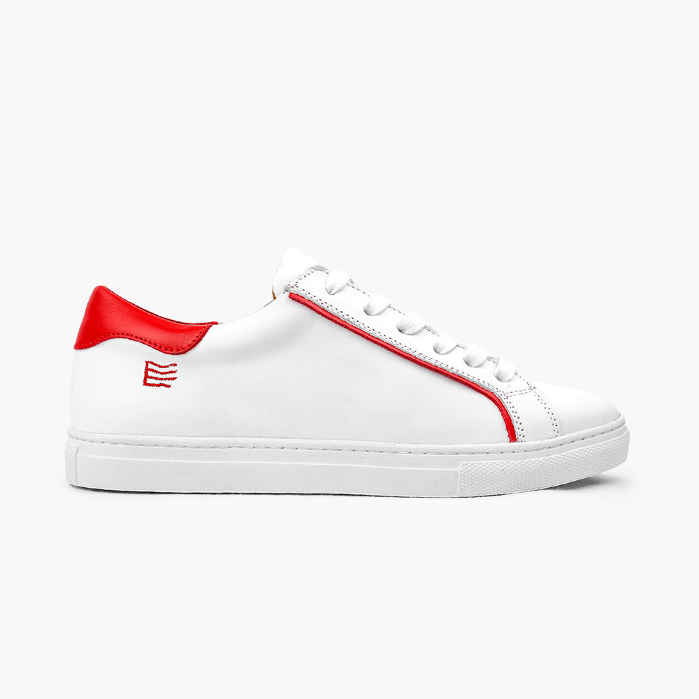 Sneaker blanc rouge femme confort haut-de-gamme
