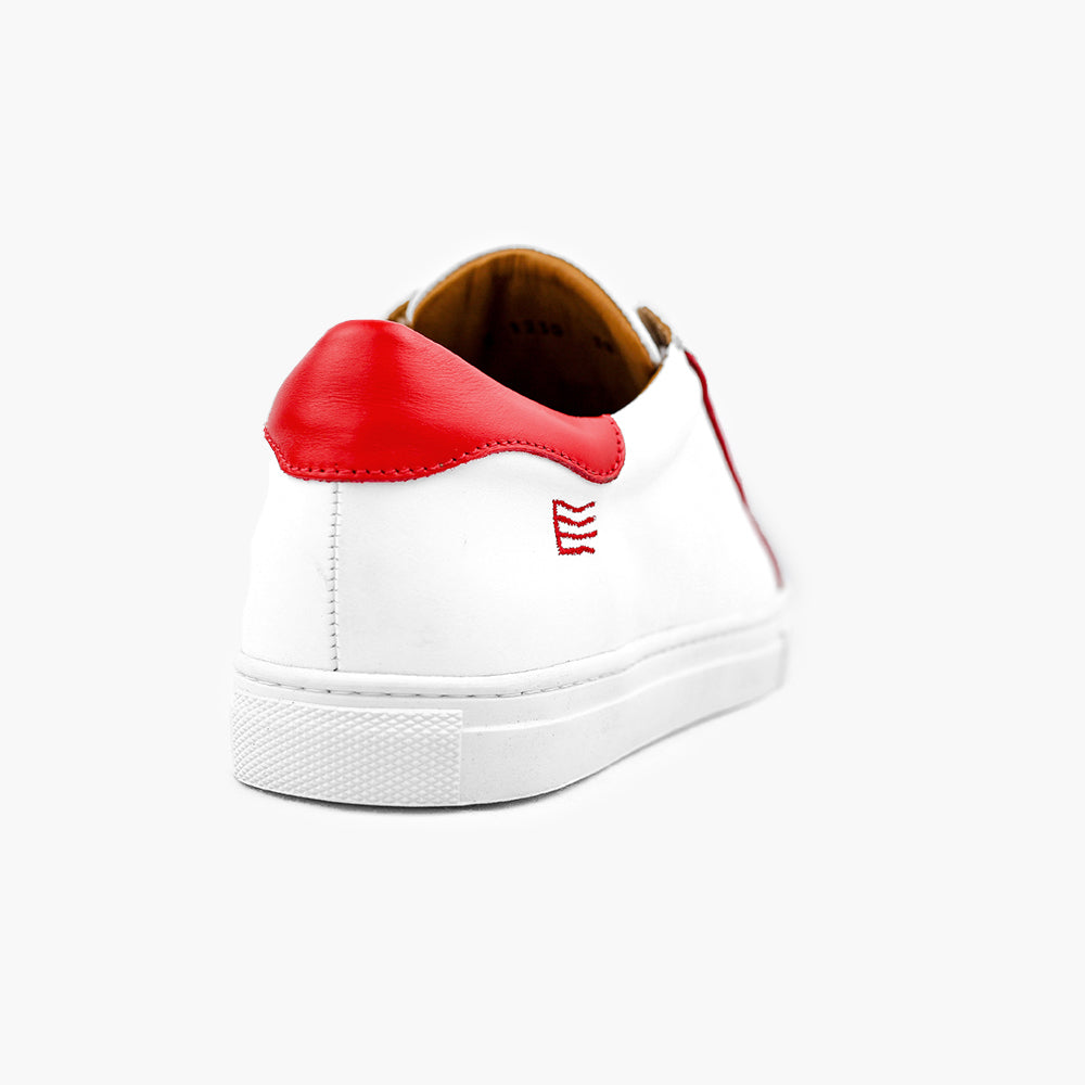 Sneaker cuir blanc rouge femme confort semelles amovibles