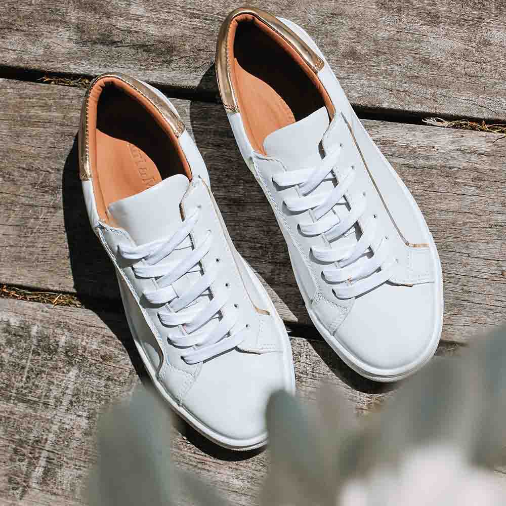 sneakers blanc or femme hallux valgus