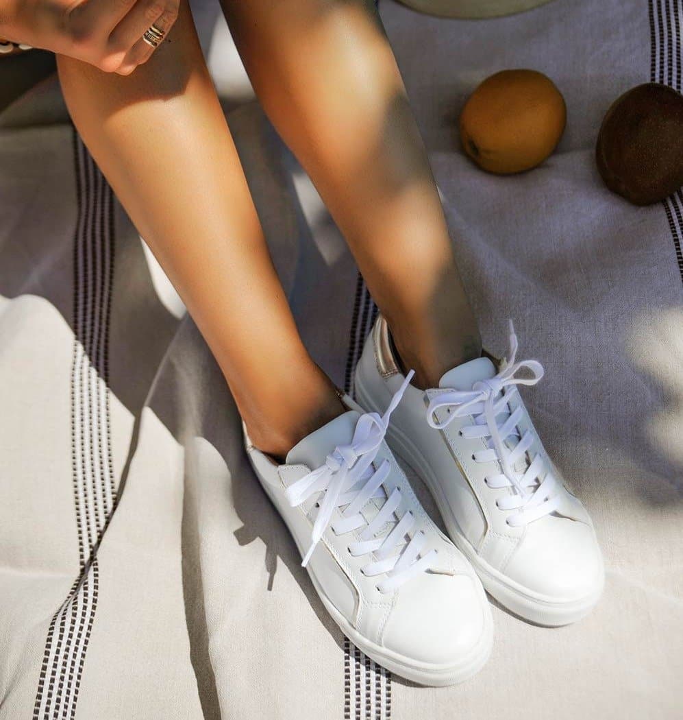 sneakers femme blanc or cuir de veau