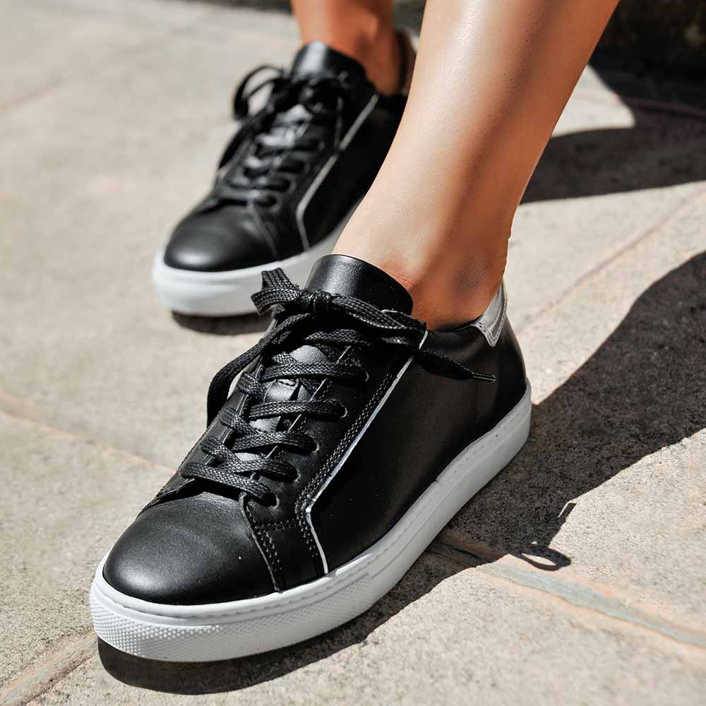 Sneakers noir argenté femme hallux valgus
