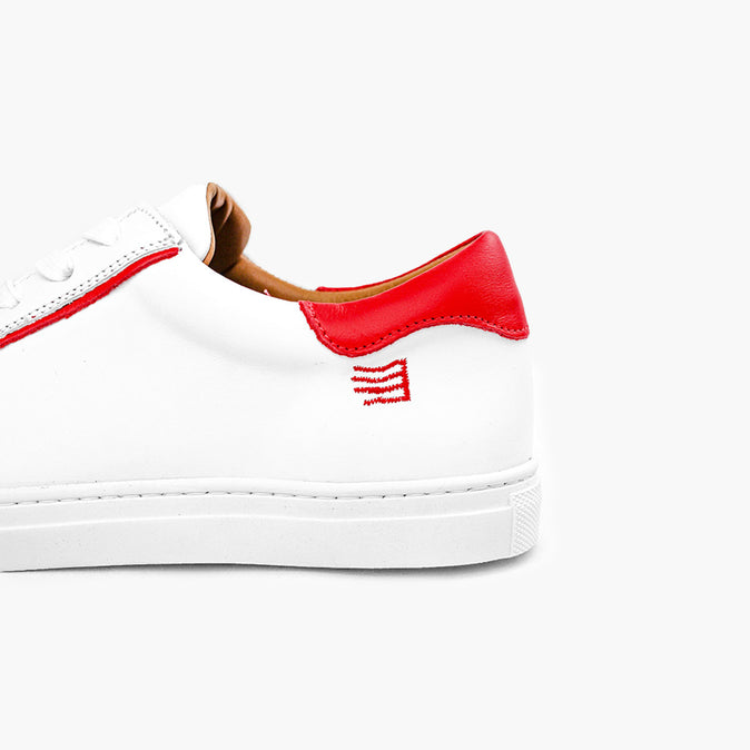 Sneaker blanc rouge femme confort semelles orthopédiques