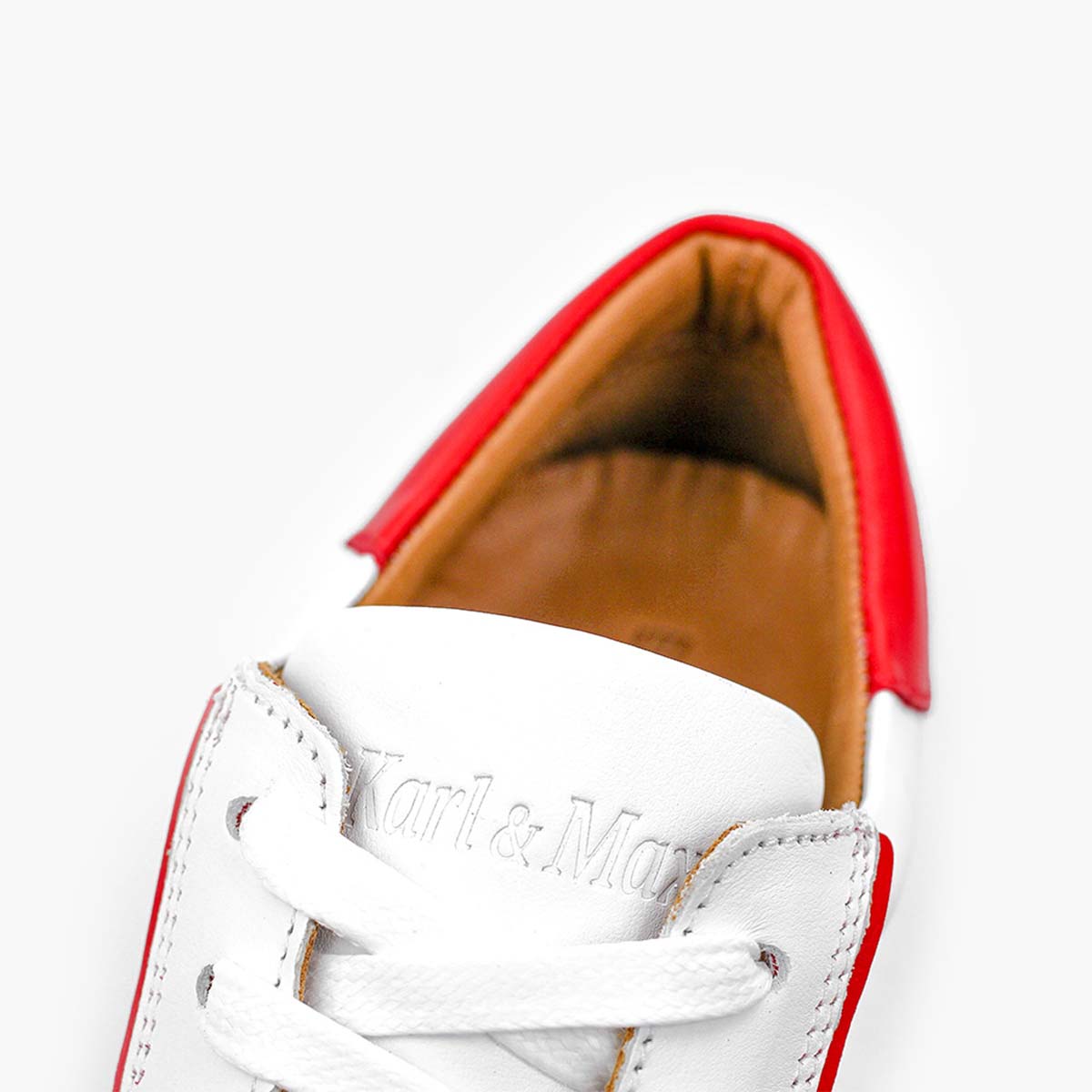 Sneaker cuir blanc rouge femme confort