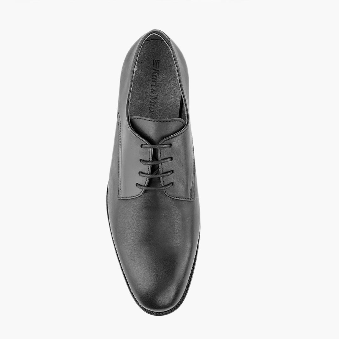 Derby homme en cuir noir confort semelles amovbiles