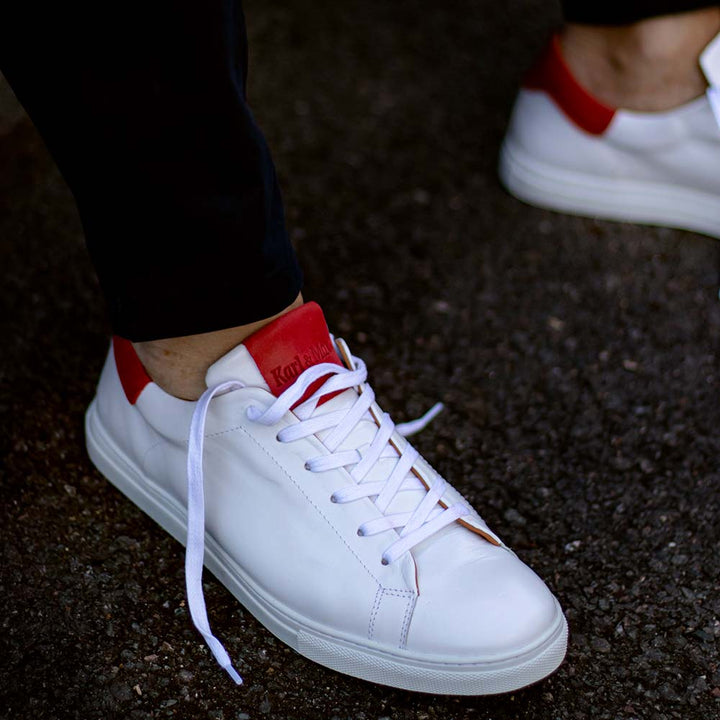 Sneakers blanc rouge haut-de-gamme homme semelles orthopédiques